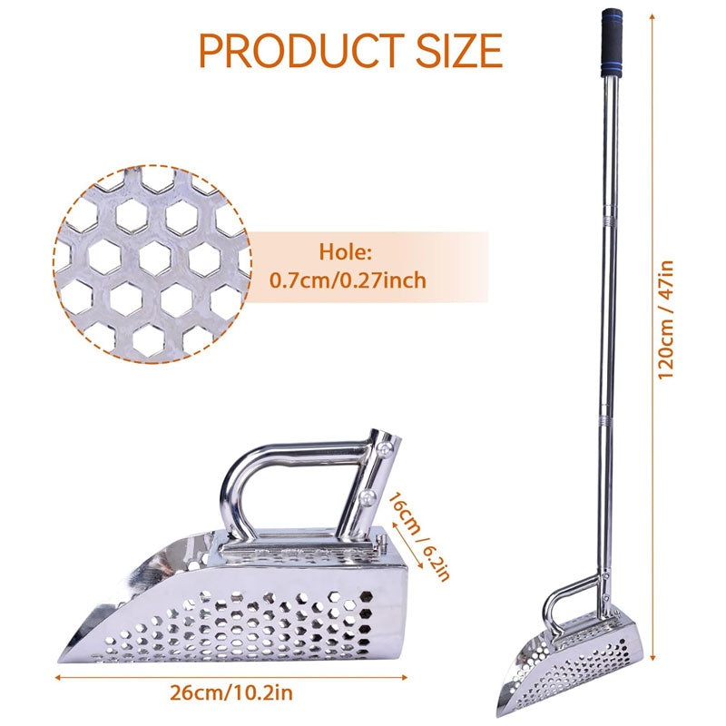 BowLift | Long Handle Sand Shovel, Long Handle Stainless Steel Metal Detection Sand Shovel, Suitable For Treasure Hunting