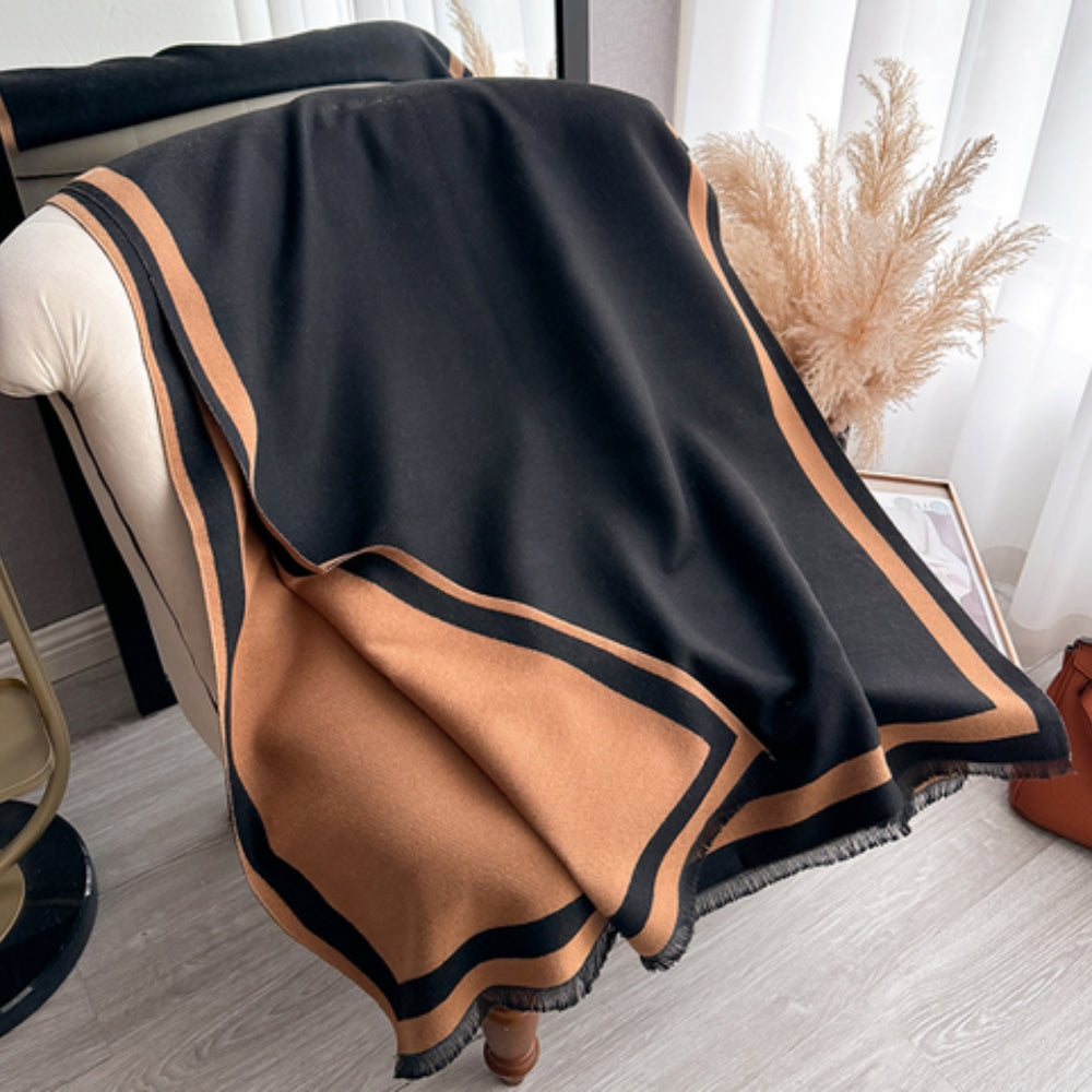 BowLift | Savéra Striped Double-Sided Poncho Scarf
