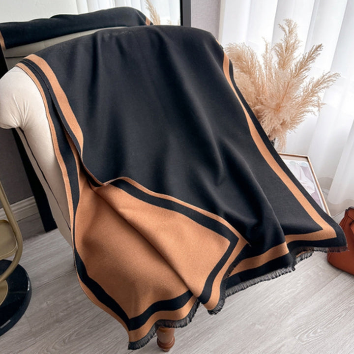 BowLift | Savéra Striped Double-Sided Poncho Scarf