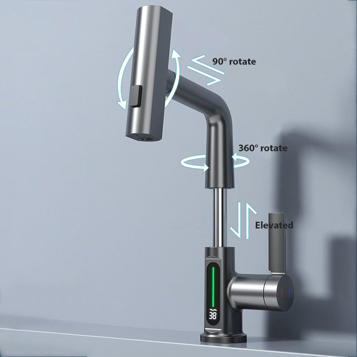BowLift | Modern Sleek Waterfall Temperature Display Faucet