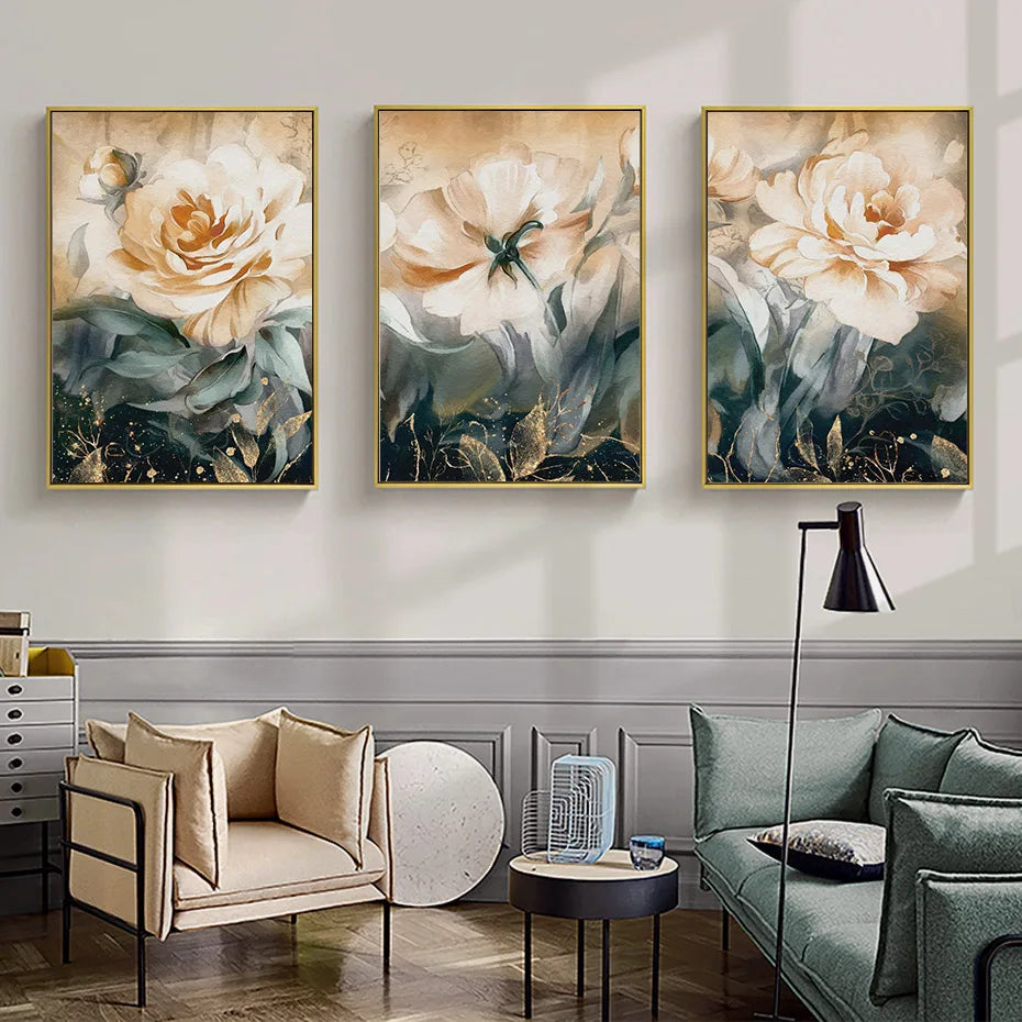 Serene Pastel Petals Floral Abstract Wall Art Fine Art Canvas Prints Modern Botany Pictures For Living Room Dining Room Art Decor | Bowlift