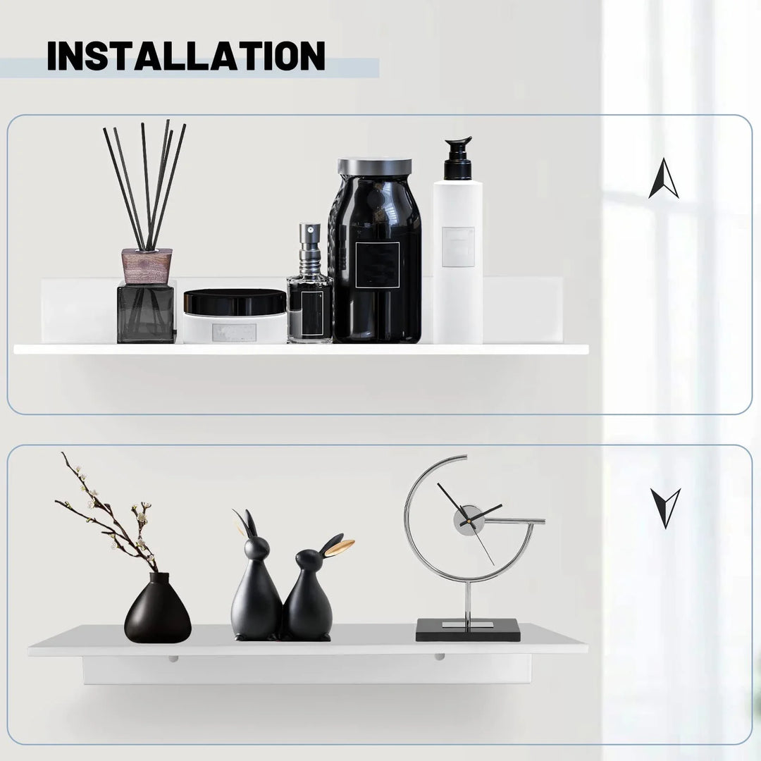 BowLift | Metallura | Wall shelf made of metal | Floating shelf 30/40/50 cm | Space-saving storage for bathroom, kitchen & bedroom