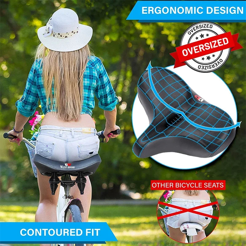BowLift | Wide Ergonomic Bike Saddle – Comfortable Saddle with Shock Absorption for City and Mountain Bikes