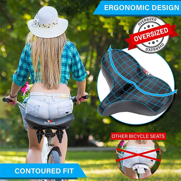 BowLift | Wide Ergonomic Bike Saddle – Comfortable Saddle with Shock Absorption for City and Mountain Bikes