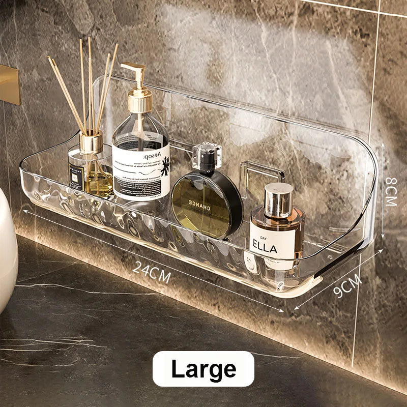 BowLift | Acrylix Pro | Acrylic Bathroom Shelf Without Drilling | Wall Mounted Shower Shelf | Cosmetic & Shampoo Holder | Transparent | 12×9×8 cm / 24×9×8 cm