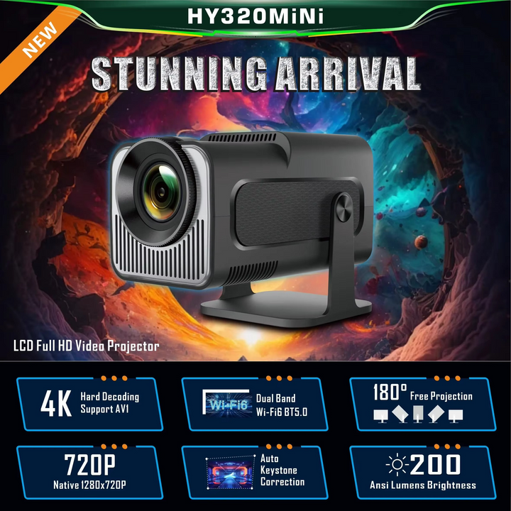 BowLift | Compact 4K Android Mini Projector with WiFi & Bluetooth