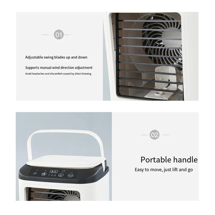 USB Portable Mini Air Conditioner Fan – 3-Speed Desktop Cooling Fan with LED Night Light, Air Cooler for Home, Office, and Camping | Bowlift