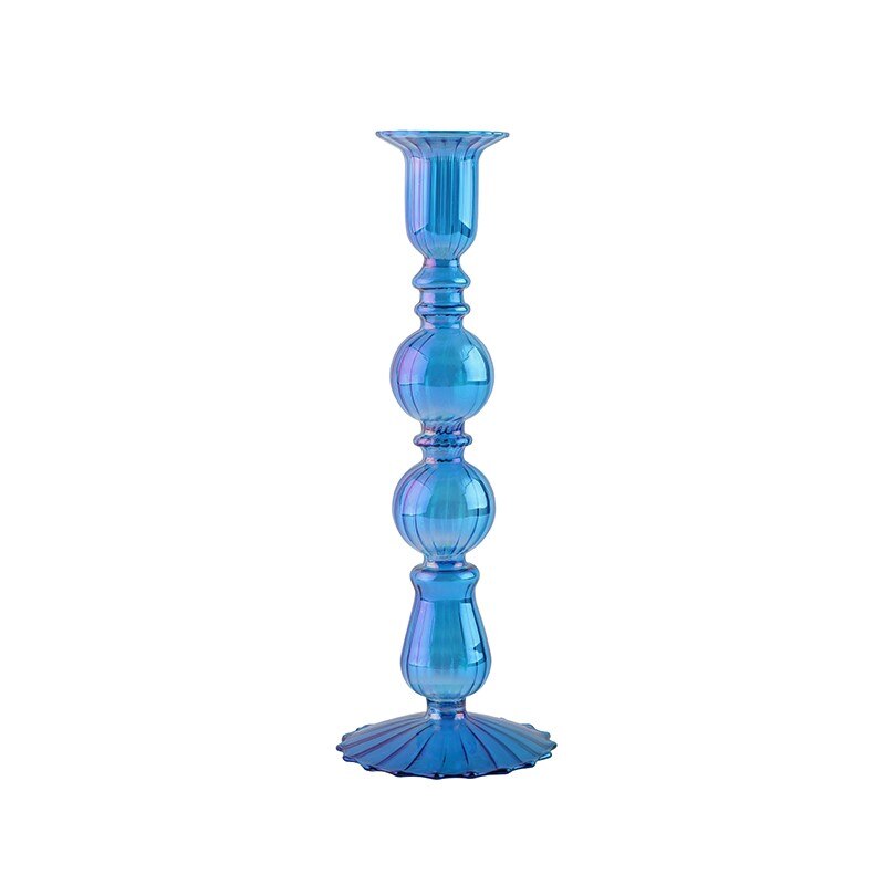 Ribbed Glass Candleholders - Mermaid | Bowlift