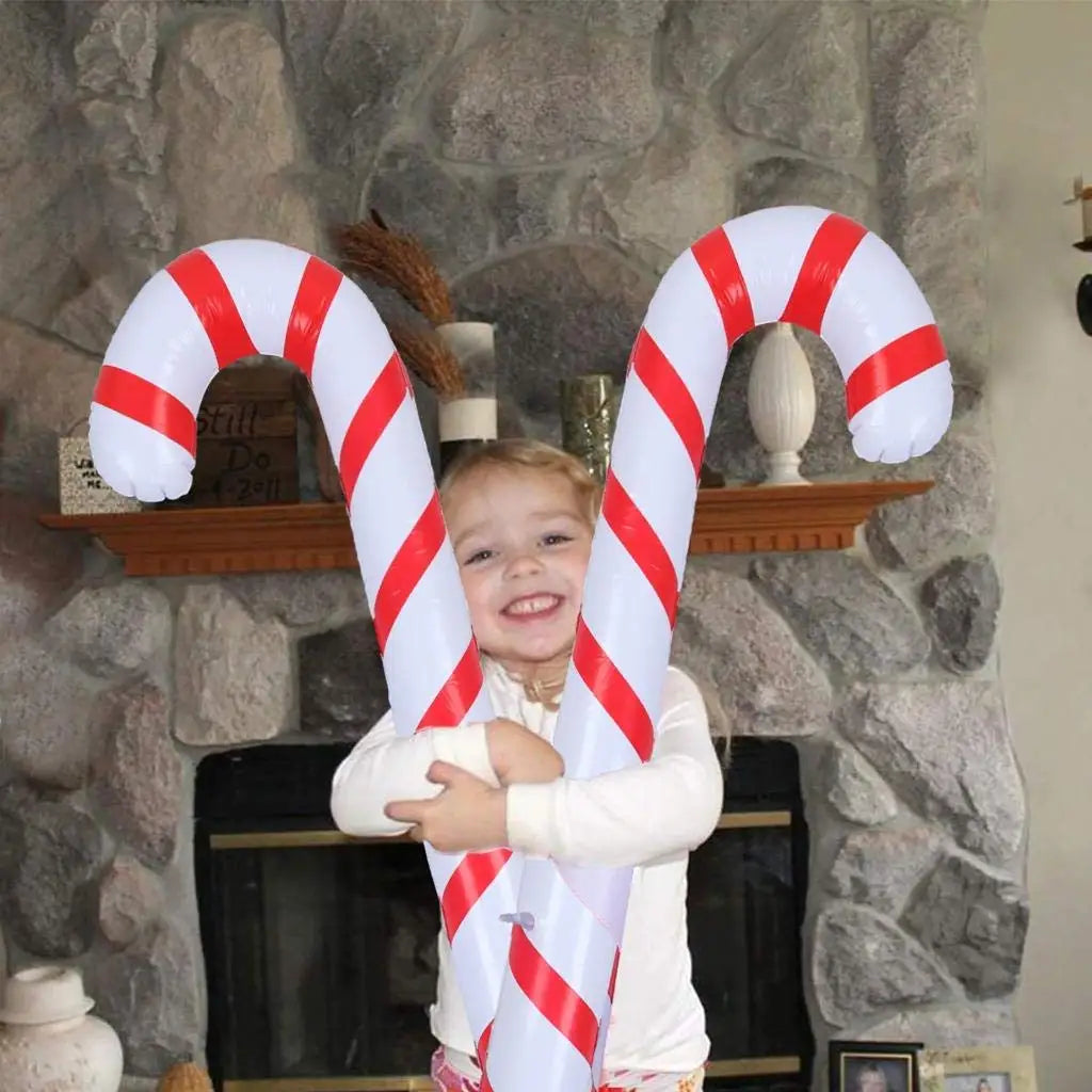 BowLift | CandyFest Inflatable Christmas Candy Canes – Set of 4 PVC Decorations of 87 cm