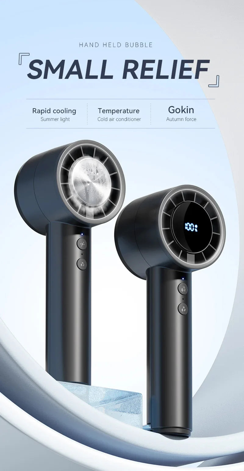 Silent High-Speed USB Handheld Fan – Portable Small Fan with LED Display, High Wind Power, and Cooling Air Conditioner Function | Bowlift
