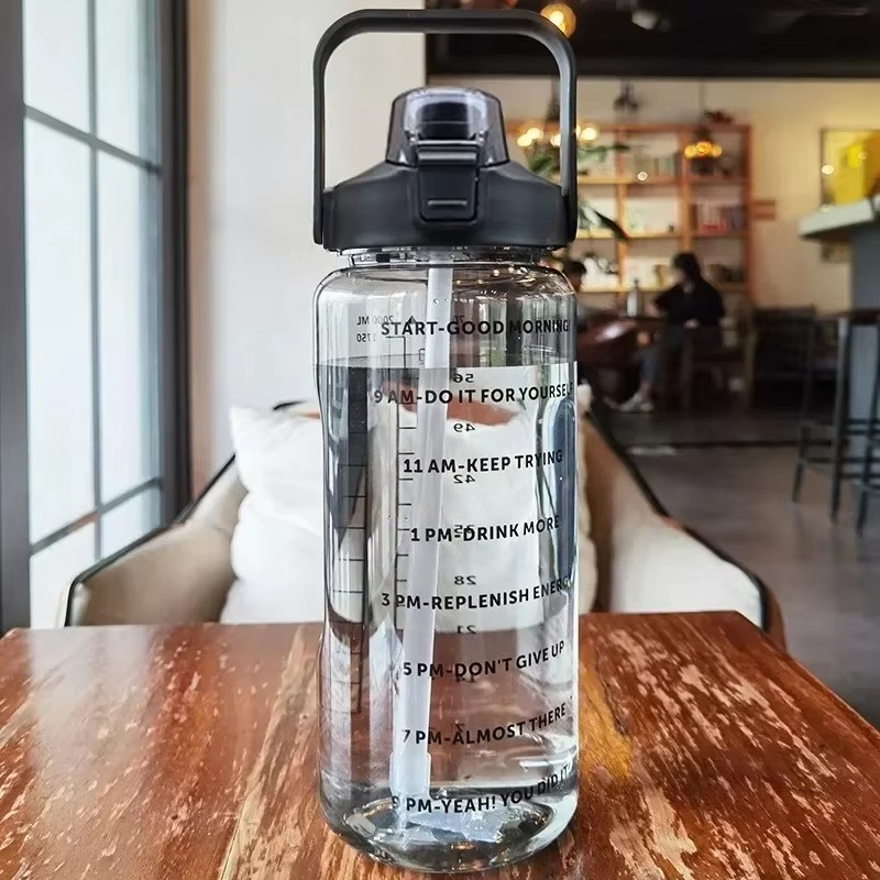 BowLift | Large 68oz Sports Water Bottle with Straw and Time Marker for Gym and Outdoor Fitness
