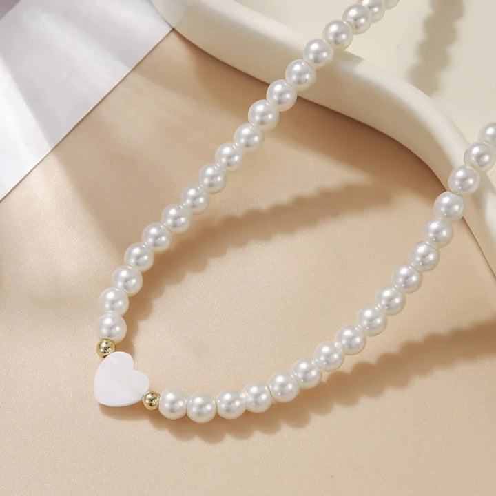 BowLift | Classy Pearl Heart Choker Necklace