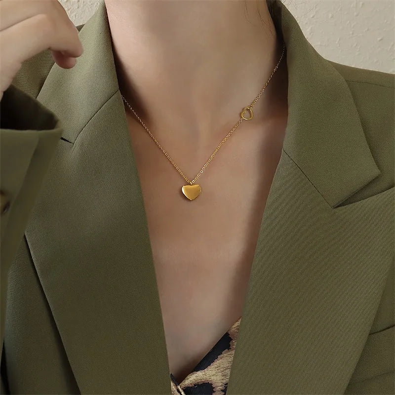 BowLift | Dainty Heart Accented Heart Pendant Necklace