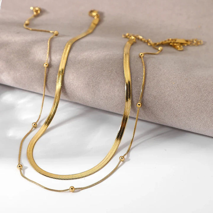 BowLift | 14k Herringbone & Satellite Chain Necklace Stack