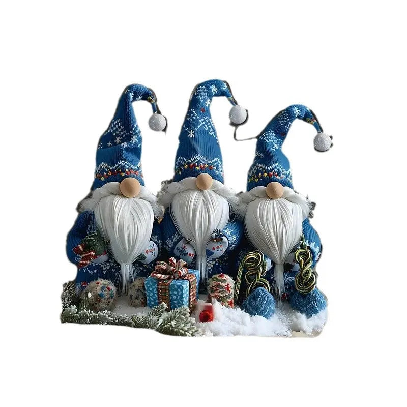 BowLift | GlasNordic Christmas Gnome Decoration | Acrylic Table Figure 18 cm | 3 Gnomes in Blue | Festive Decoration for Living Room, Kitchen & Office