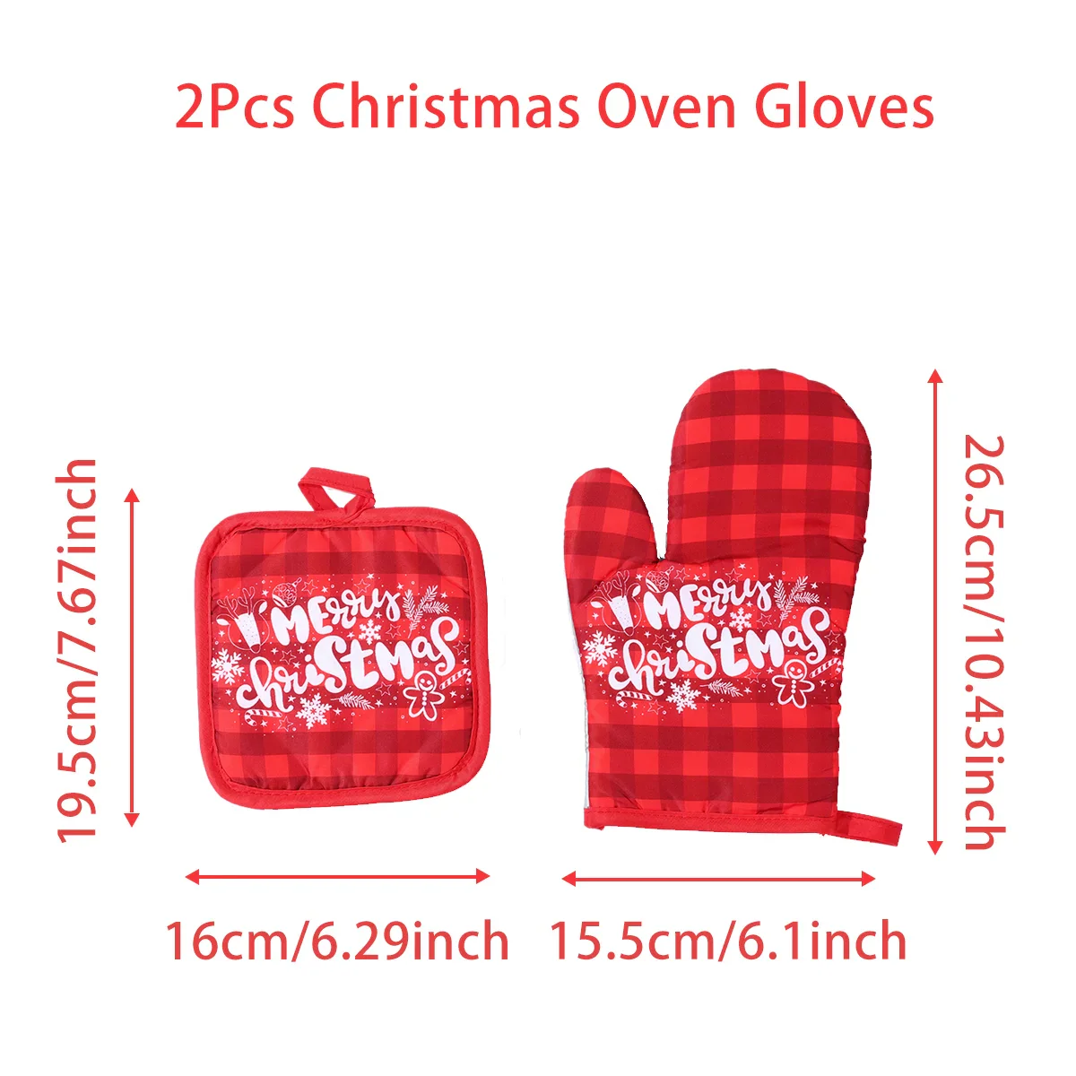 BowLift | HollyHeat Oven Gloves 2-Piece Set | Christmas Baking Gloves with Festive Design | Heat Resistant Kitchen Gloves for Christmas & New Year