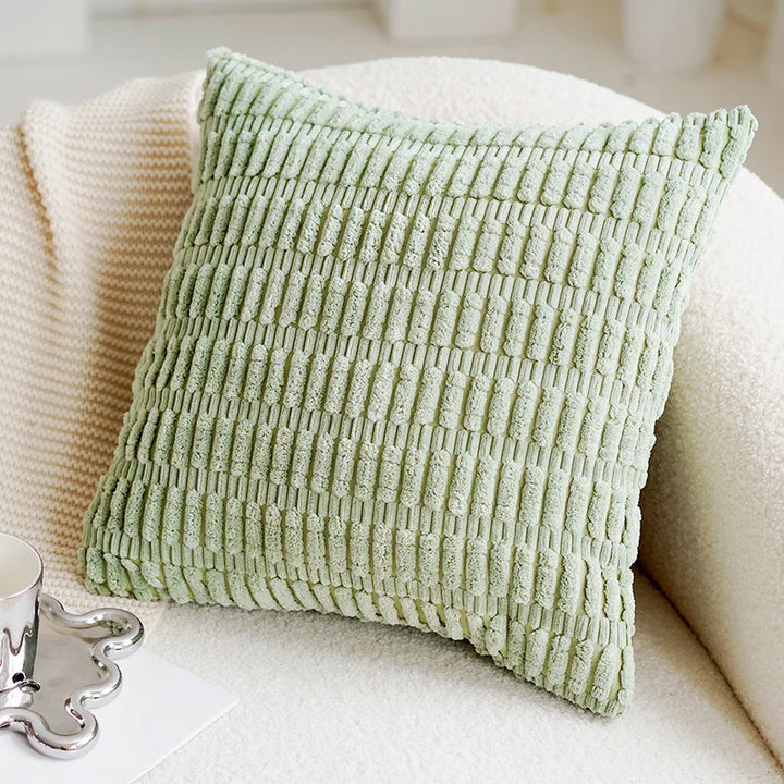 Green & Pink Tulip Embroidered Pillow Cover | Bowlift