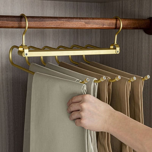 BowLift | SpaceLuxe Aluminum Pants Hanger – Multi-Layer, Space-Saving Closet Organizer
