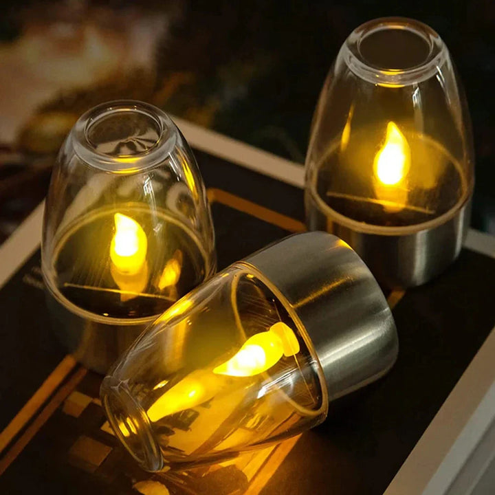 BowLift | SolarFlair Stainless Steel Solar Candle Light | Warm White LED Light | For Garden, Terrace & Balcony