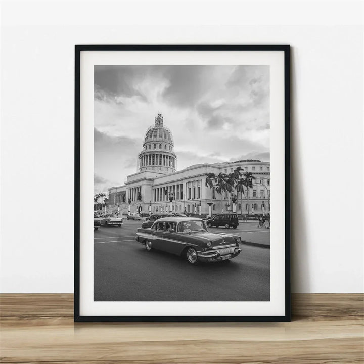 Cuba Havana Black & White Travel Poster Wall Art Fine Art Canvas Prints Pictures For Living Room Dining Room | Bowlift
