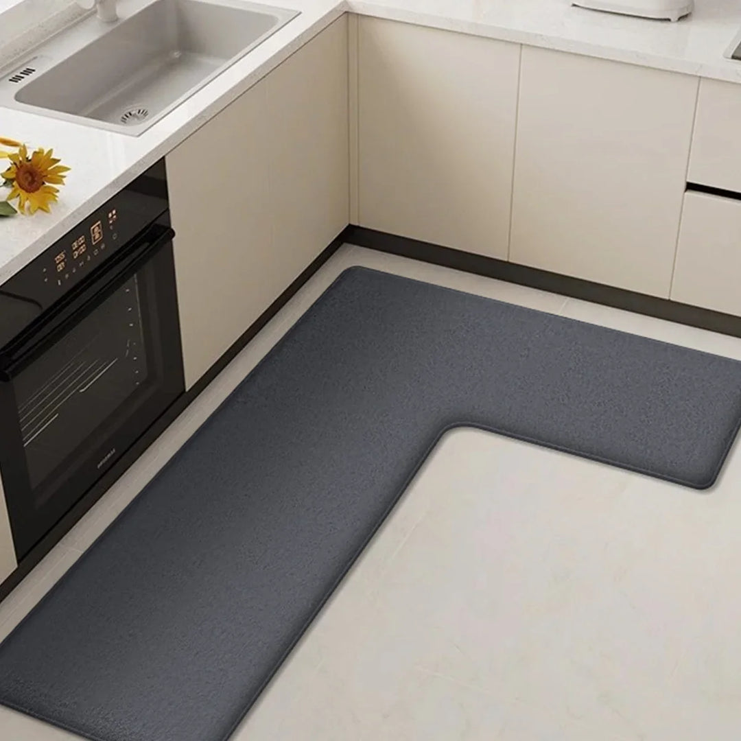 BowLift | CleanLuxe Kitchen Mat | L-shaped & Thickened | Non-slip, Oil-absorbent & Dirt-repellent | Soft Flannel for More Comfort