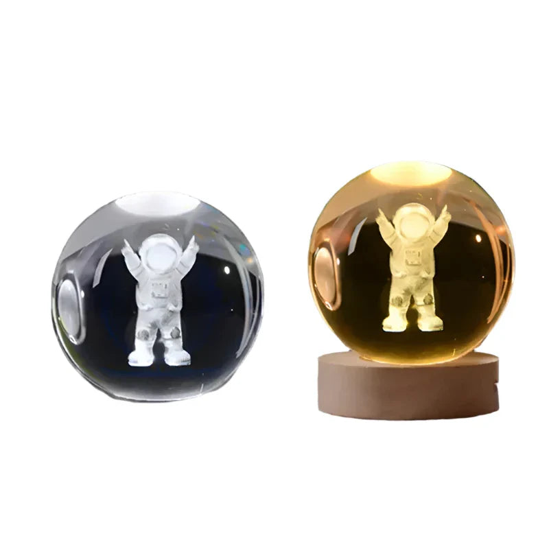 3D Crystal Night Light LED - Starry Sky Projector with Wooden Base, Romantic Lighting for Bedroom & Gifts | Bowlift