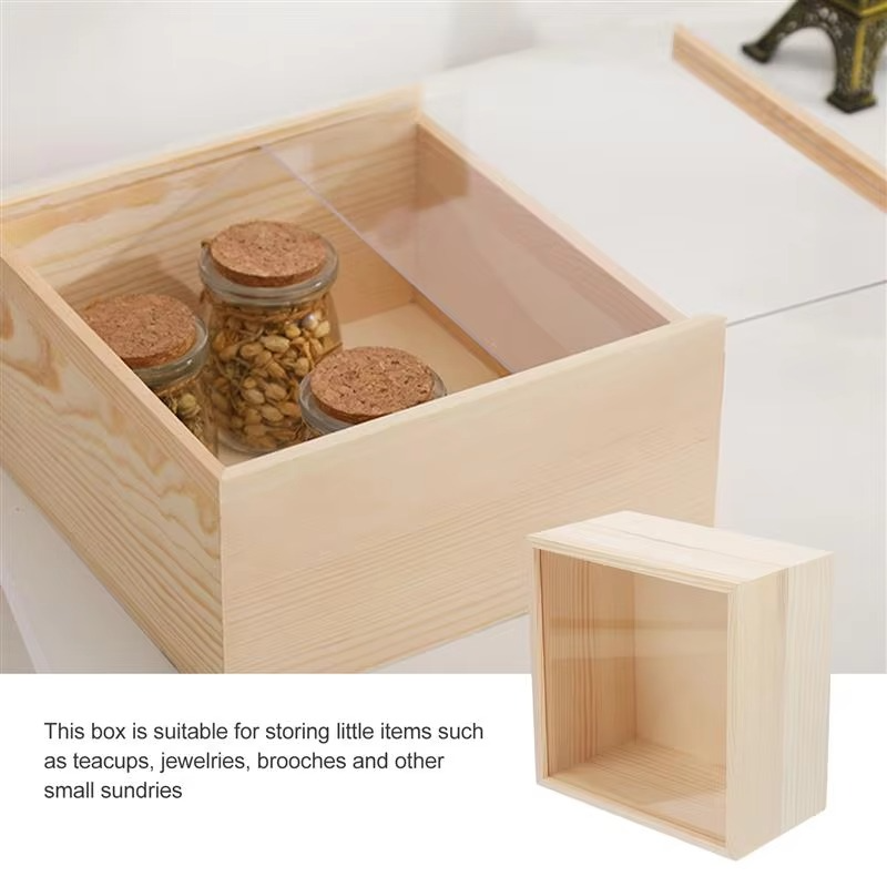 BowLift | Rustic Unfinished Wooden Storage Box with Sliding Lid – Jewelry, Keepsake, and Gift Chest
