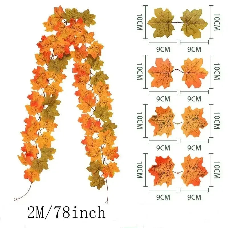 BowLift | Aurelia Autumn Wreath | Artificial Maple Leaf Garland | 200 cm | Decor for Home & Garden