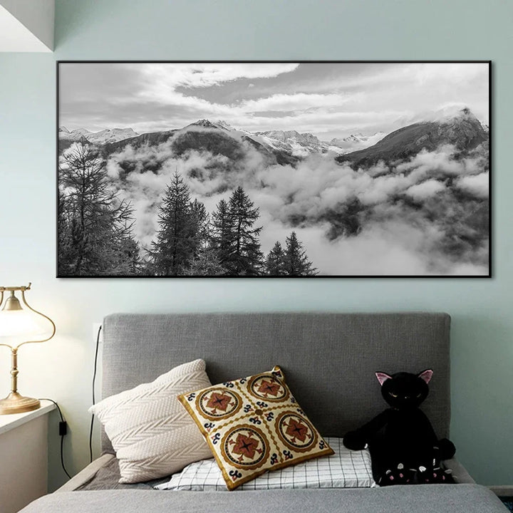 Northern Landscapes Forest Mountain Wilderness Wall Art Fine Art Canvas Prints Black White Posters For Living Room Modern Home Office Decor | Bowlift
