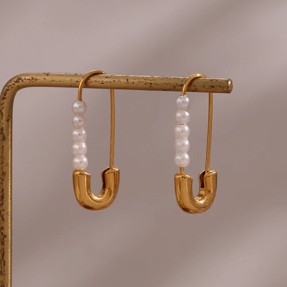 BowLift | 18k Pearl Accented Safety Pin Earrings