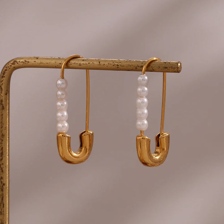 BowLift | 18k Pearl Accented Safety Pin Earrings