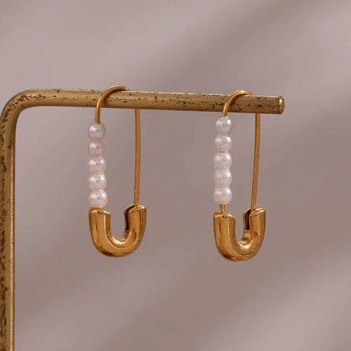 BowLift | 18k Pearl Accented Safety Pin Earrings