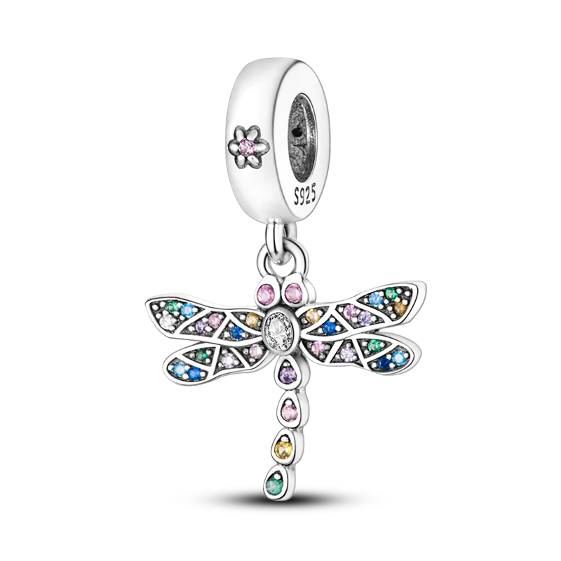 BowLift | 925 Silver Golden Leopard Charms Beads Colorful Chameleon Rhinoceros Lion Scarab Cat Pendant Compatible with Original Pandora Bracelet Jewelry