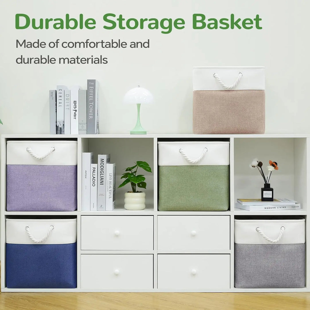 BowLift | Set of 6 Foldable Fabric Cube Storage Boxes with Rope Handles – Nadir