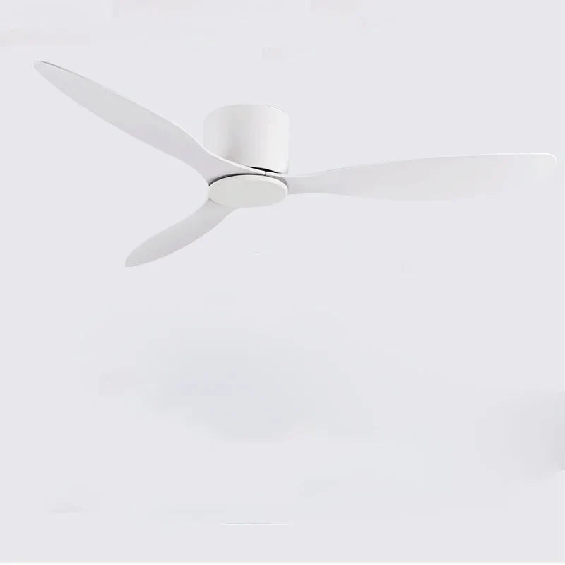 42-52 Inch Ceiling Fans with DC Motor — Remote Control Low Floor Cooling Fans, No Light, White Wood & Black Options | Bowlift