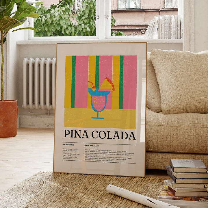 Piña Colada Cocktail Wall Art – Tropical & Stylish Decor | Bowlift