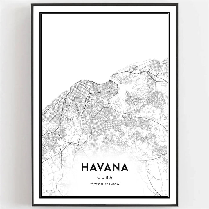 Cuba Havana Black & White Travel Poster Wall Art Fine Art Canvas Prints Pictures For Living Room Dining Room | Bowlift