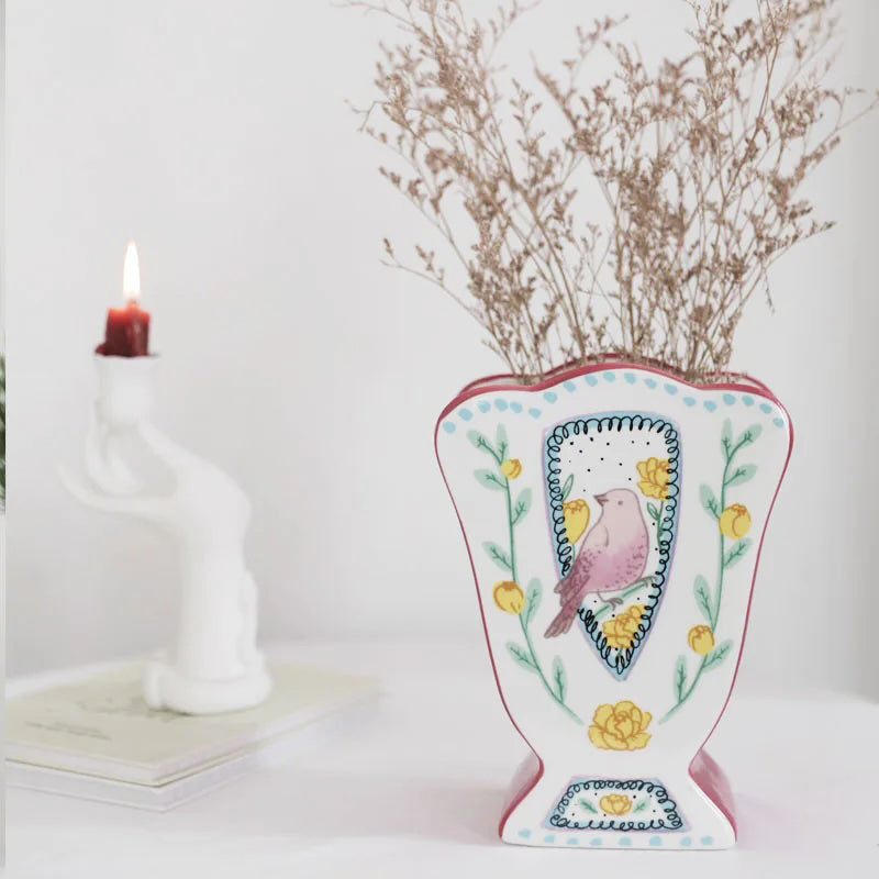 Vintage Illustration Ceramic Vase | Bowlift