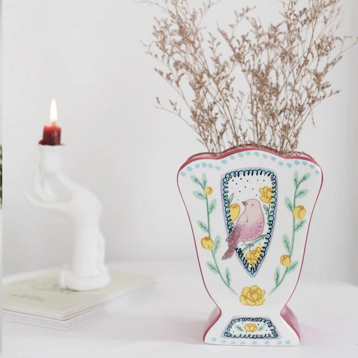 Vintage Illustration Ceramic Vase | Bowlift