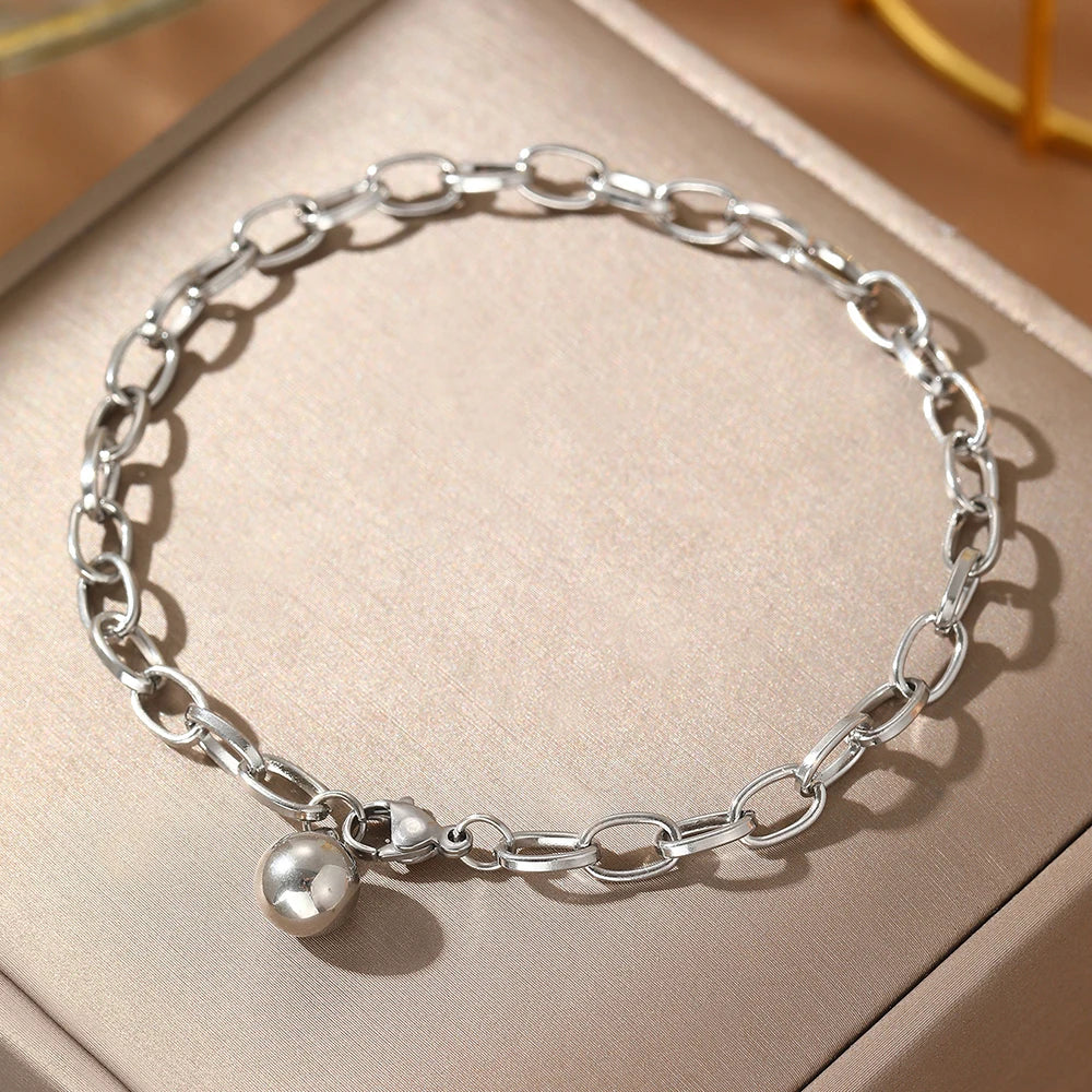 BowLift | Chunky Paperclip Tassel Ball Bracelet