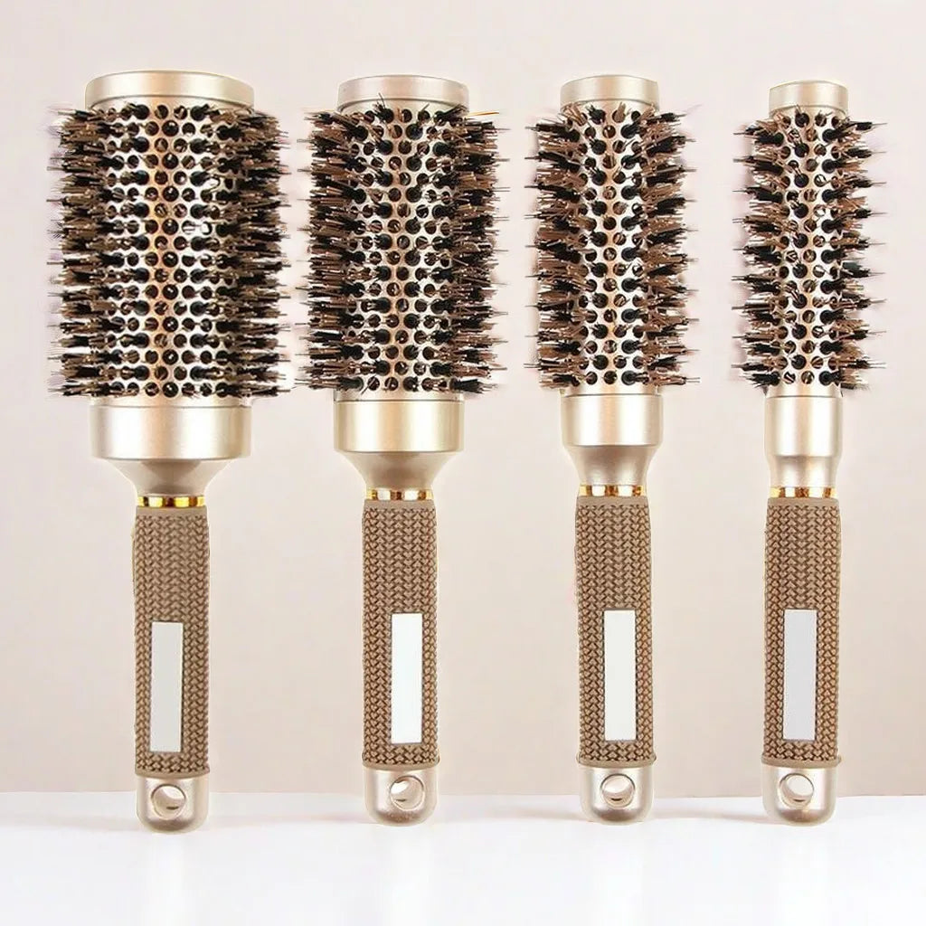 BowLift | Round Brush Set GLOSSENTA | Ions-Ceramic & Boar Bristles | Anti-frizz & Volume | 25–53 mm Ø