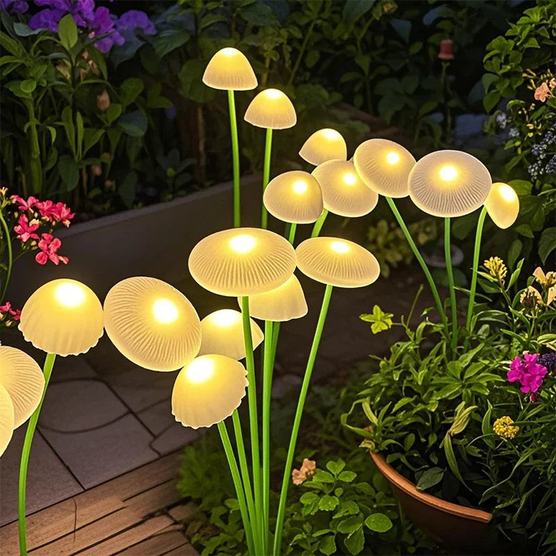 BowLift | GlowPilz Solar Garden Light 6 LEDs | Jellyfish & Mushroom Design | For Garden, Terrace & Outdoor Areas