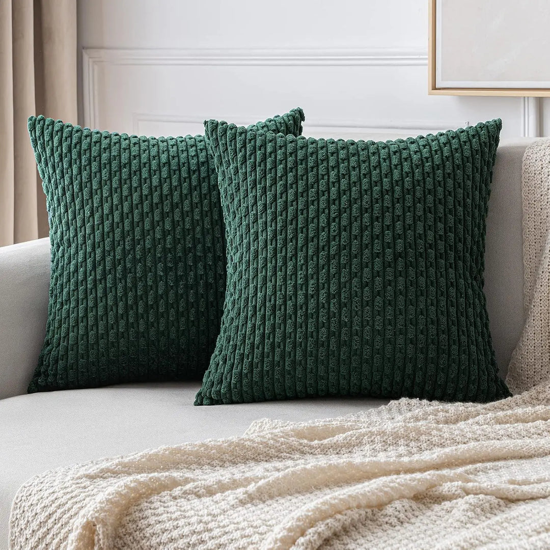 BowLift | Soft Ribbed Velvet Decorative Pillow with Stripes in Boho Style for Sofa and Bed