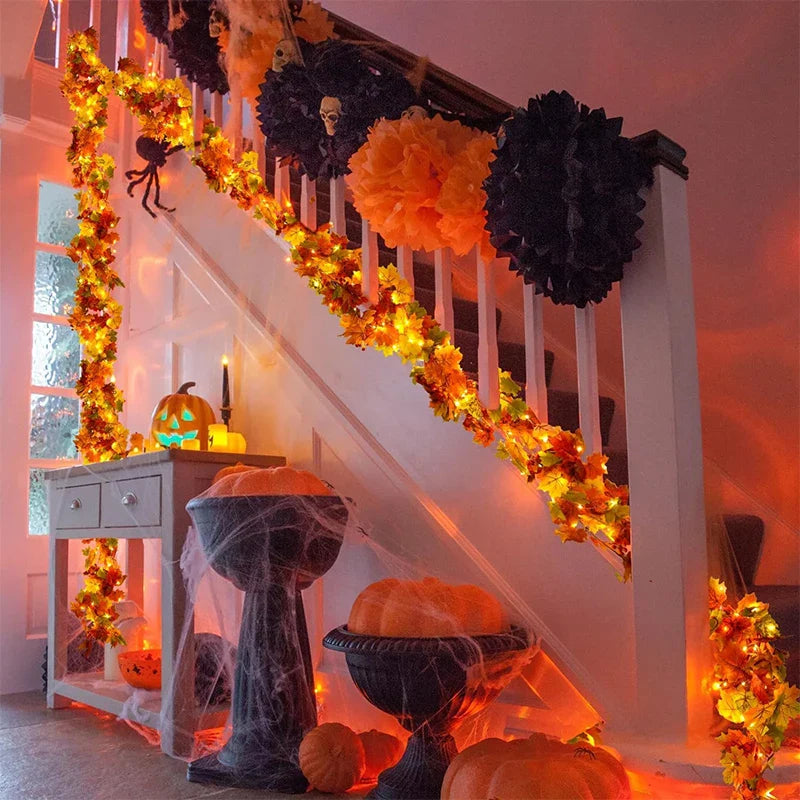 BowLift | Aurelia Autumn Wreath | Artificial Maple Leaf Garland | 200 cm | Decor for Home & Garden
