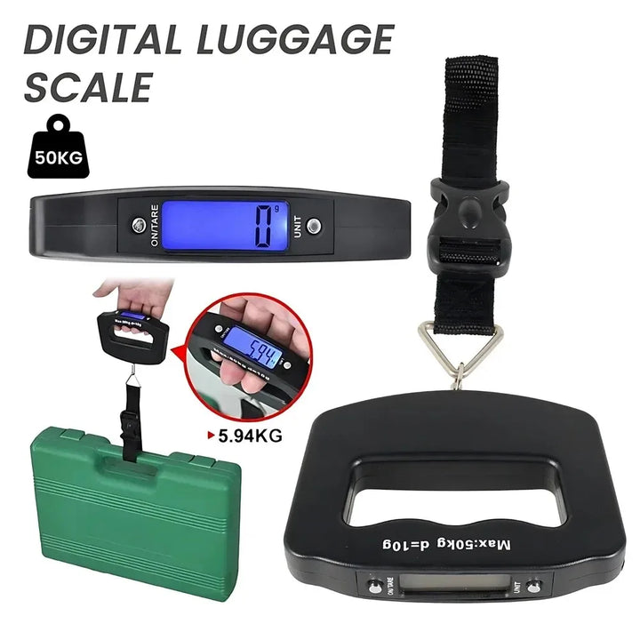 BowLift | WeighLite Digital Luggage Scale | LCD Display with Backlight | Up to 50 kg | Portable & Precise | For Travel & Baggage