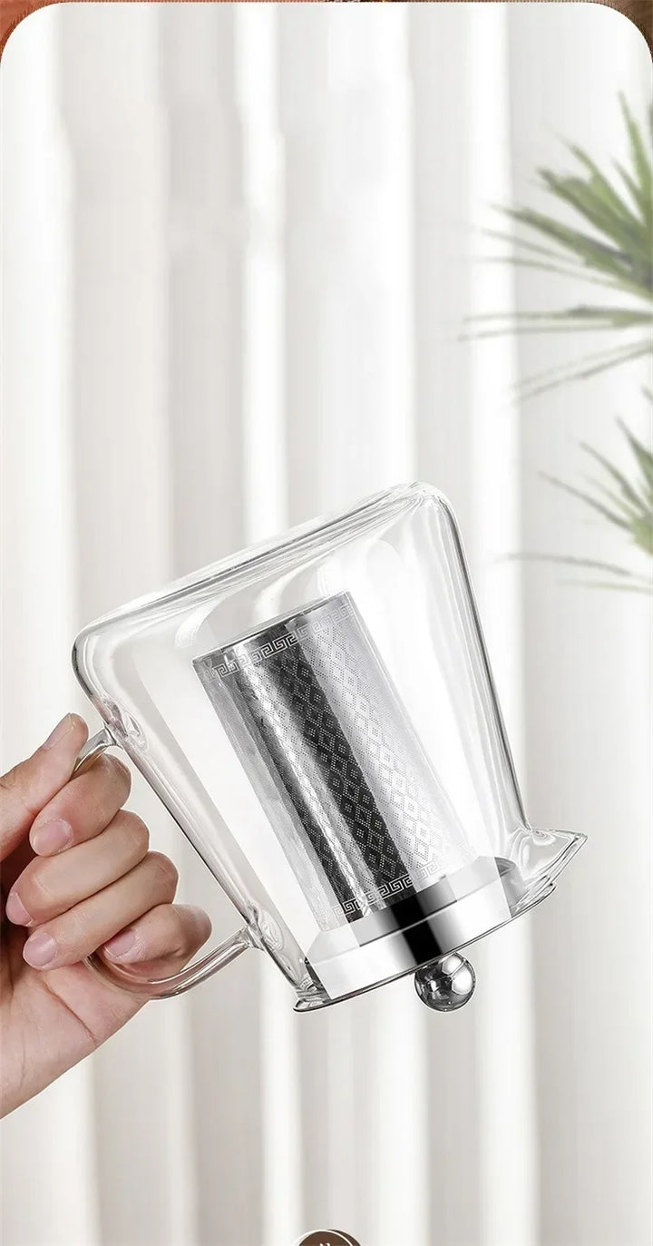 BowLift | 450ml-950ml Heat Resistant Glass Teapot – Stainless Steel Tea Filter, Flower Kettle for Kung Fu Tea, Puer and Oolong Tea