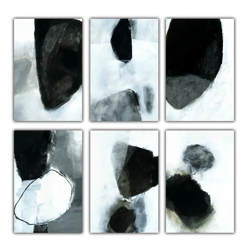 Dark Stones Abstract Wall Art Fine Art Canvas Prints Nordic Pictures For Modern Apartment Living Room Home Office Decor | Bowlift