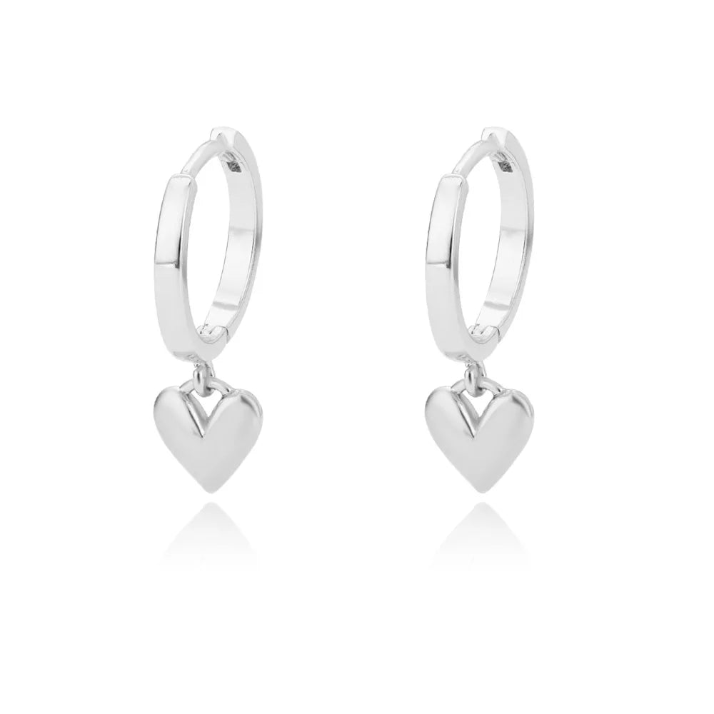 BowLift | Dainty Heart Dangle Huggie Hoop Earrings