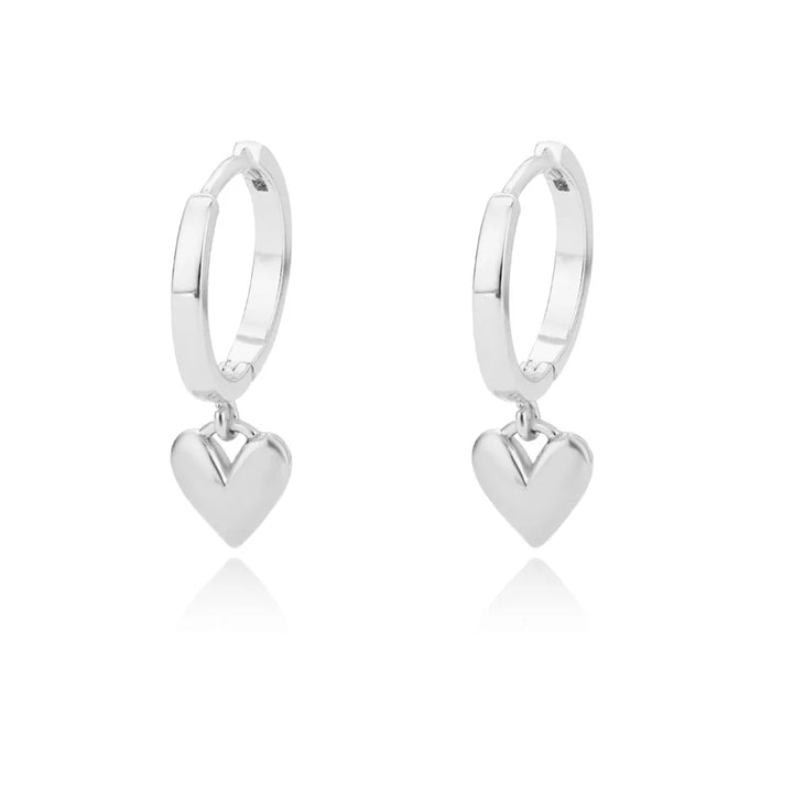 BowLift | Dainty Heart Dangle Huggie Hoop Earrings