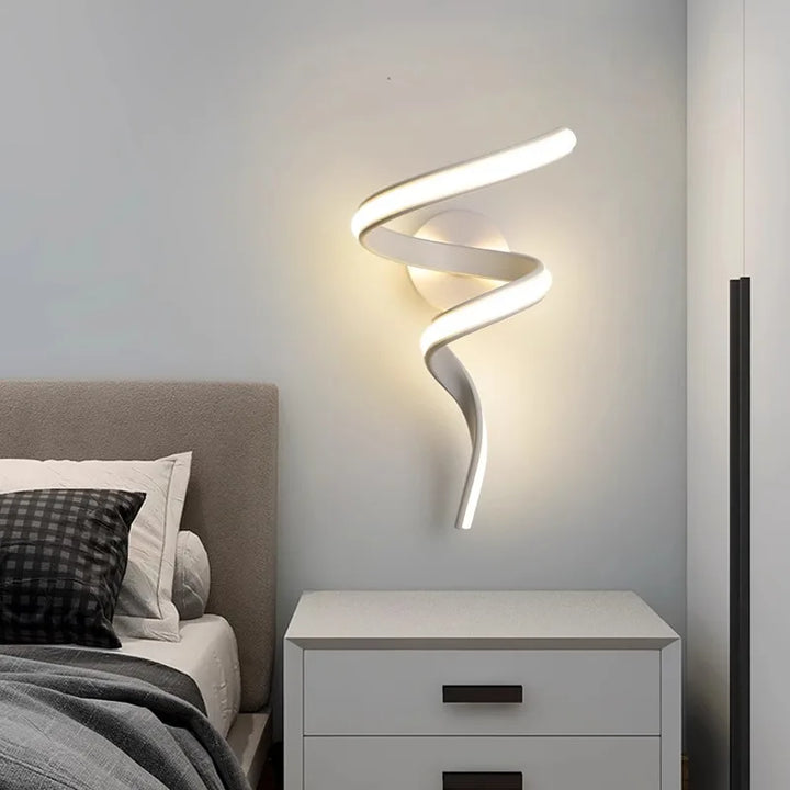 BowLift | LED Wall Lamp NordLED Wall Light | Nordic Spiral Design | Modern & Energy Saving | For Bedroom, Corridor & Living Room Spiral Sconce Light For Stairs Bedroom Bedside Study Hallway Background Indoor Decor Wall Lighting Fixtures